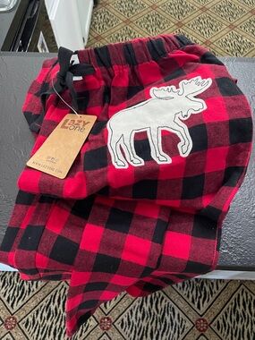 Lazy One Red & Black Buffalo Plaid Moose Pajama Pants Sz M